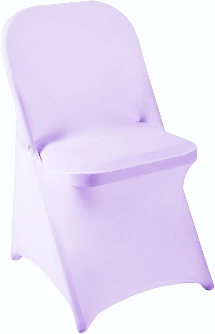 Folding Chair Covers for Party - 12pcs, Lavender Universal Spandex Fitted Chair Covers for Wedding, Banquet, Conference
