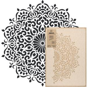 NAKLEO Mandala Painting Large Stencil Diameter 35, Oriental Circle Mandala Geometric Ornament, Reusable Plastic Template DIY Art and Craft, Wall Floor Wood Fabric Furniture