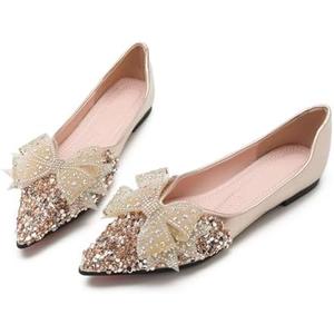 QXCGDYXT Flats Shoes Women Rhinestone Wedding Flats Comfort Pointed Toe Ballet Flat Shoe Low Heel Dress Shoes Sparkly Flats for Women, Size 255