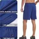 Men's Athletic Running Shorts Quick Dry Workout Gym Shorts 7" Lightweight Sports Active Training Tennis Hiking Shorts (Blue, S)