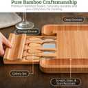 Dynamic Gear Bamboo Charcuterie Cheese Board Set with Knives - Low Maintenance Surface - Perfect for Wine and Cheese Nights - Sleek and Minimal Design - 13x13x2 inches - Dark Brown