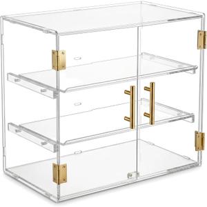 3-Tier Acrylic Bakery Display Case with Removable Trays, Clear Pastry Cabinet Countertop Bread Storage Box for Kitchen Bakery Shop Ideal for Bread, Bagels, Donuts, Desserts