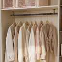 Closet Rod, Closet Rods for Hanging Clothes, 17 to 52 inch Adjustable Ceiling/Wall mounted Closet Hanging Rod, Heavy Duty Clothes Rod Clothing Bar, Closet Poles for Hanging Clothes for Wardrobe (Black)