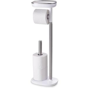 Joseph Joseph EasyStore Butler Toilet Paper Holder Stand and Spare Roll Storage with Shelf and Drawer, Stainless Steel