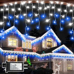 1620 LED Christmas Lights Outdoor 164 FT with 360Drops, Christmas Decorations Hanging Lights 12 Modes, Dimmable Fairy String Lights for Wedding Party Holiday Winter Wonderland Decor Blue & White