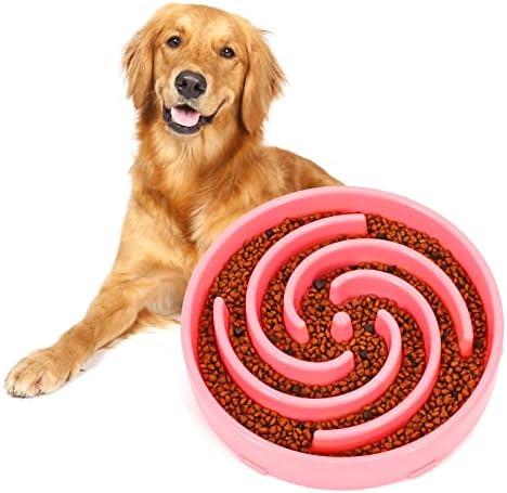 Slow Feeder Maze Puzzle Bowl - Large Dog Non Slip Interactive Food Dishes - Bloat Stop, Choking Prevention - Pink