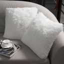 NordECO HOME Luxury Soft Faux Fur Fleece Cushion Cover Pillowcase Decorative Throw Pillows Covers, No Pillow Insert, 24" x 24" Inch, White, 2 Pack