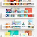 Forbena 24 Inch Wall Bookshelf for Kids Bedroom Set of 4, White Floating Nursery Book Shelves for Baby Toddler Children Girls Boys Room Decor, Large Wood Wall Mount Bookshelves and Toy Storage (23.6 Inch)