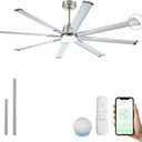 72 Inch Ceiling Fan with Light,Industrial Ceiling Fan with 8 Nickel Aluminum Blades,Smart Fan Works with Alexa,Garage Outdoor/Indoor Fan for Patio and Living Room
