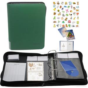 sale Card Display Album,100 pockets and 100 label papers,Used for retail,craft fairs trade shows sell holiday greeting card,postcard,photo,sticker,finished paintings,CD disc (turquoise)