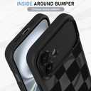 KANGHAR for iPhone 16 Case Checkered Matte Aesthetic Cute Pattern Magnetic [Compatible with Magsafe] Wide Lens Shockproof Full Body Protection for Girls Women -Black