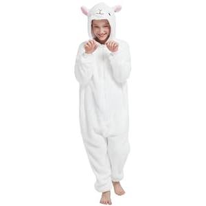 ABENCA Lamb Onesie Kids Costume Animal Girls One Piece Pajamas Cosplay Halloween Christmas.120