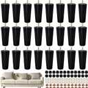 FabricJoy 24 Pack 8 Inch Plastic Furniture Legs Replacement Couch Legs Chair Feet Dresser Sofa Table Cabinet Bed Furniture Feet with M8 T-Nuts Screws Tapered for Home DIY Projects
