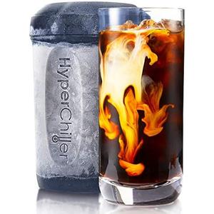 HyperChiller HC2CB Patented Iced Coffee/Beverage Cooler, NEW, IMPROVED,STRONGER AND MORE DURABLE! Ready in One Minute, Reusable for Iced Tea, Wine, Spirits, Alcohol, Juice, 12.5 Oz, Charcoal Black