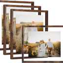 WIFTREY 8x10 Floating Picture Frames Set of 4, Rustic Brown Picture Frame 8 by 10 for Wall Hanging, Double Glass Family Photo Frame Display any Size with Floater Effect up to 10x12