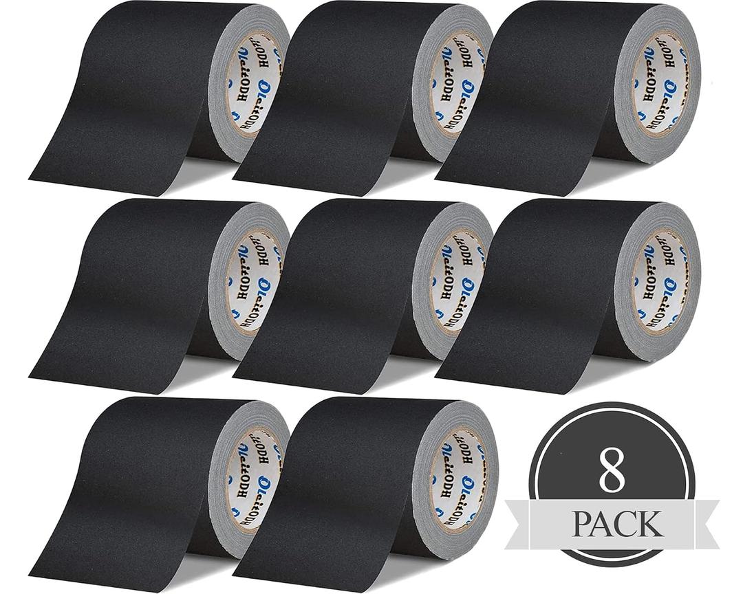 4 Inch Black Gaffers Tape -8 Roll Multi Pack Bulk -30 Yards per Roll - Easy Tear, No residue Non Reflective Gaff Tape -Waterproof Matte Cloth Gaffing Tape for Professional Photography, Filming, Stage