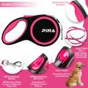PINA Retractable Dog Leash, 26ft Dog Leash for Small Medium Large Dogs Up to 110lbs, 360 Tangle-Free Strong Reflective Nylon Tape, with Anti-Slip Handle, One-Handed Brake, Lock - Black Pink