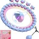 Fit Hoop Weighted Hula Pilates Circles, 32 Detachable Parts & 65-Inch Plus-Size Fit, Weight Loss Fitness Gear, Quiet Home Workout Tool (PURPLE)