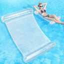 Sratte Pool Float Hammock Inflatable Water Glitter 4-in-1 Multi-Purpose Inflatable Swimming Pool Floats Adults PVC Water Hammock Lounge Floaties for Party(Silver)