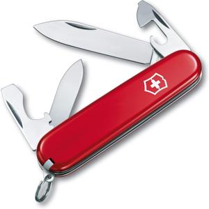 Victorinox Recruit Swiss Army Knife, 10 Functions, Swiss Made Pocket Knife with Can Opener, Screwdriver and Small Blade - Red