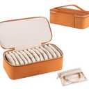 HofferRuffer Jewelry Box Organizer for Women Girls, Travel Jewelry Case with 12 Portable Zipper Bags, Jewelry Storage Ideal for Travel & Home Organization (12pcs-Brown Velvet)