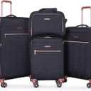 Travelhouse Luggage Set, Softside Suitcase 4-Piece (16/20/24/28), Expandable Lightweight Luggage Sets with Duffel Travel Bag, Suitcase with Double Spinner Wheels (Black)