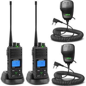SAMCOM FPCN30A 5Watt Walkie Talkie Long Range Two Way Radio Rechargeable with Speaking Mic, SAMCOM 2-Way Radios Heavy Duty Walky Talky with Shoulder Mic for Business Commercial Construction, 2 Packs