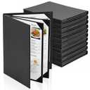 10 Pack 6 View PU Leather Menu Covers for 8.5 x 14 Inch Pages