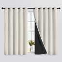 SimpleHome 100% Blackout Curtains for Bedroom,Thermal Insulated Cream Grommet Window Drapes Room Darkening Curtains for Living Room with Black Back,62 x 63 Inch,2 Panels