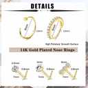 Besteel 14K Gold Filled Nose Ring Studs 20G Nose Rings Hoops Stud 316L Stainless Steel Nose Rings Round CZ Heart L Shaped Nose Stud Hypoallergenic Nostril Piercing Jewelry for Women Men 10Pcs