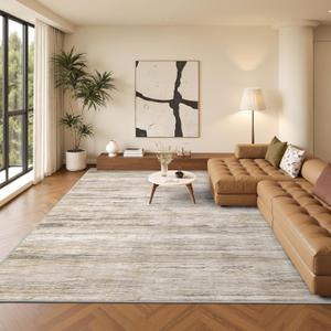 Art&Tuft Washable Rug, Anti-Slip Backing Abstract Area Rugs, Stain Resistant Rugs for Living Room, Foldable Machine Washable Area Rug(03-Beige, 5'x7')