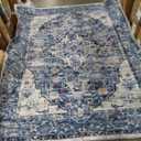 Eleisa 8x10 Area Rugs for Living Room, Blue Machine Washable Low Pile Area Rug, Stain Resistant Vintage Home Decor Rug for Bedroom, Dining Room, Home Office
