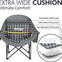 Oversized Camping Chairs for Adults - Heavy Duty Padded Outdoor Folding Lawn XL Camp Chair with Cup Holder Cooler Pockets for Outside Sports Beach Fishing Garden Portable Supports 500lbs, Grey