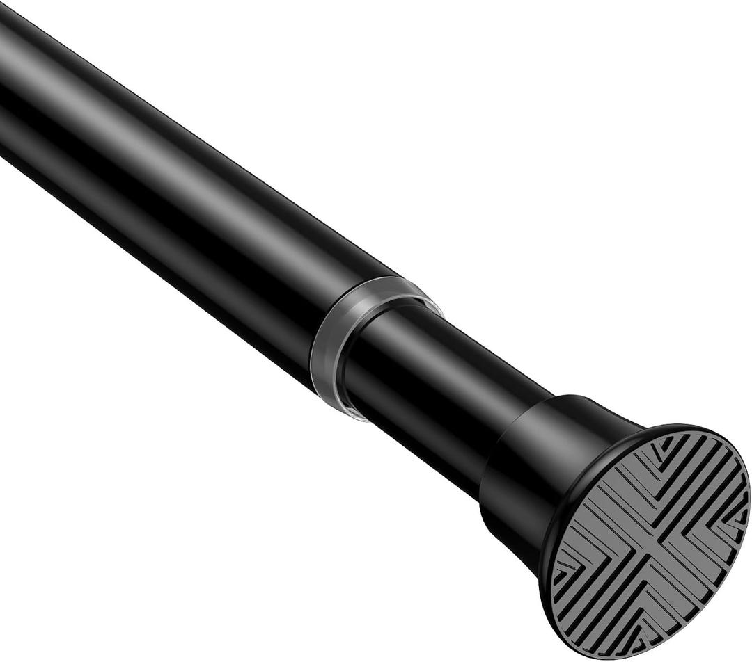 2 x Black Small Shower Curtain Rod 16 to 36 Inches Adjustable, 1 Inch Diameter Heavy Duty Tension Curtain Rods No Drill, Rust-Resistant Tension Rod for Bathroom, 1 Pack