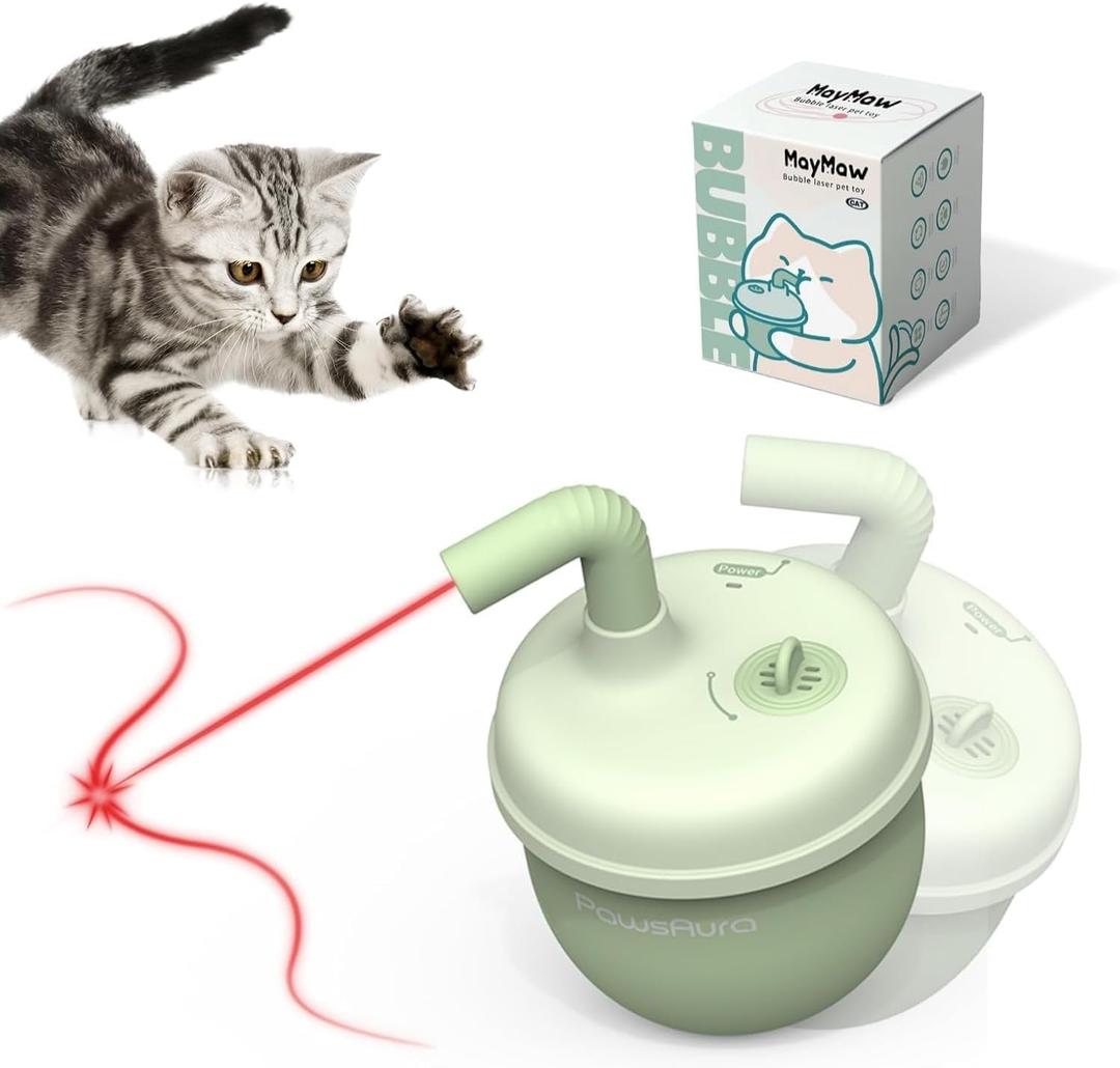 Automatic Laser Cat Interactive Toy - Self-Balancing 360 Auto-Spin Laser Pointer with Catnip Hole, Triple-Sensory  Kitten Sight, Smell & Touch, Boredom Relief Toys for Indoor Adult Cats (green)