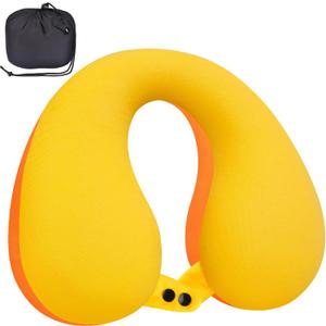 COOLBEBE Kids Travel Neck Pillow, Toddler Neck Pillow for Traving, Softly Double Support Pillow for Car & Airplane, Traveling Gifts for Toddler & Children(1, Yellowish Orange)
