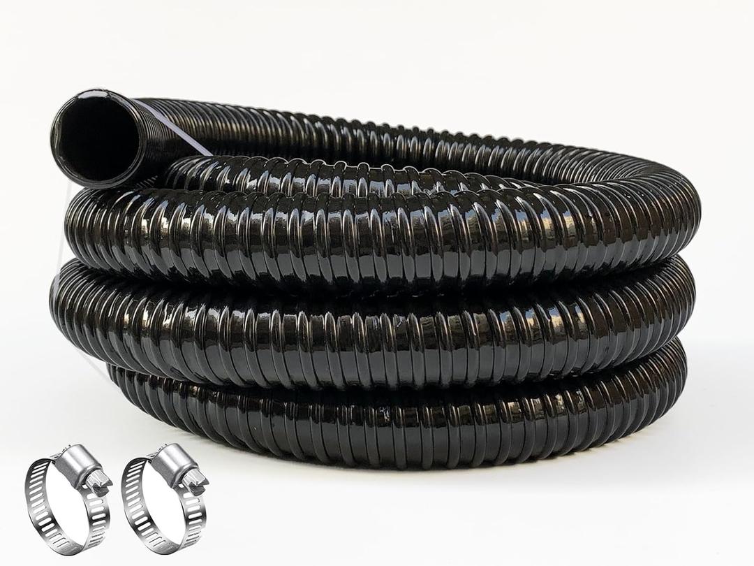 1 1/2 Inch Pond Sump Pump Discharge Hose Corrugated Water Hose Black PVC Tubing 10Ft