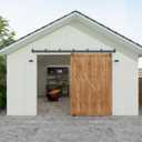 JUBEST 12FT Box Rail Exterior Barn Door Hardware Kit, Heavy-Duty Black Sliding Barn Door Track System, Wall Mount Door Hardware Kits (Door Not Included)