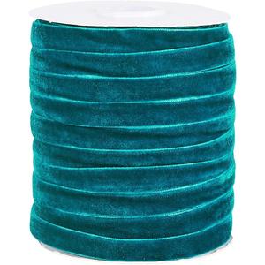 50 Yards Dark Cyan Velvet Ribbon Single Face Soft Ribbons 3/8 inch with Spool for DIY Sewing Gift Wrapping Home Party Wedding Decoration Jewelry Crafts Making