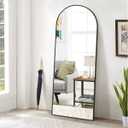 BEAUTYPEAK 65"x24" Full Length Mirror, Arch Full Body Floor Mirror, Wall Mirrors Hanging or Leaning Arched-Top with Stand for Bedroom, Dressing Room, Black