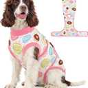 Kuoser Dog Surgery Recovery Suit, Soft Breathable Dog Recovery Suit for Female Spay Male Nueuter, Anti Licking Puppy Onesie Pet Surgical Suit for Dogs Abdominal Wounds Skin Disease, Donut M