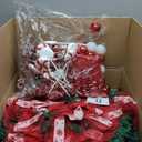 MARTINE MALL 6FT Pre-Lit Pre-Decorated Pop Up Christmas Tree with 200 Lights & Remote, Artificial Collapsible Foldable Christmas Tree with Poinsettia Ribbon Bow for Home Indoor Outdoor Party