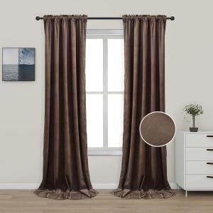 DCORIDEA Velvet Curtain for Room Darkening Window Curtains Panel Drapes,Thermal Insulated Velvet Blackout Window Treatment Curtain for Bedding Living Room,2 Panels (W52 X L108, Chestnut)