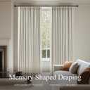 Pinch Pleated Curtains 100% Blackout Linen Curtains 90 Inches Long for Bedroom Living Room, Natural Memory Trained Thermal Insulated Room Darkening Window Pleat Drapes with Hooks, 2 Panels, 40"Wx90"L