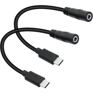 Short DC 3.5mm x 1.35mm to USB C Power Cord 6inch, DC 35135 Female to USB Type C Male Plug 5V Power Charging Cable Extension Cord, for LED Desk Lamp, Small Fan Etc Other USB Type C Equipment (2Pcs)