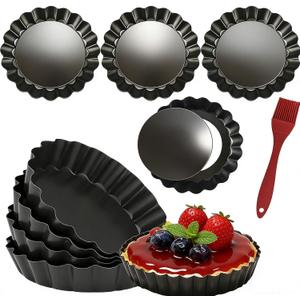 DATANYA 8 Pack Mini Tart Pans 4 Inch with Removable Bottom Round Nonstick Quiche Pan, Heavy Duty Fluted Side for Pies, Mousse Cakes, Dessert Baking (4 Inch 8pcs)