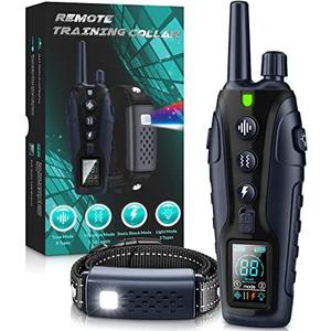 Dog Shock Collar Waterproof with Flashing Light for Night Walks,Dog Training Collar with Adjustable Pitch Beep,Vibration,Shock and Keypad Lock,Dog Training Collar with Remote 4000FT,Shock Collar Dog
