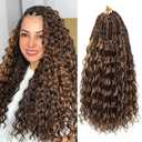 Eerya 8 Packs Boho Goddess Box Braids Crochet Hair for Black Women 16 inch Pre-looped Bohemian Crochet Box Braids With Curly Ends Synthetic Crochet Hair Extensions (16 inch, P4/30)