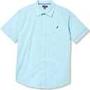 Nautica Boys Short Sleeve Woven Button-Down Shirt. Light Weight & Breathable (Blue, L)