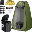 Portable Camping Toilet Kit with Pop-Up Privacy Tent, Washable Outdoor Shower and Changing Room, Includes Toilet Bags and Poo Gel